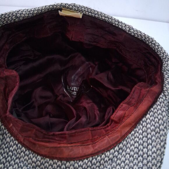 Vintage London Fog Gray/Beige Baker Newsboy Men Tweed Hat Cap Size M  Y2K Retro - Picture 8 of 12